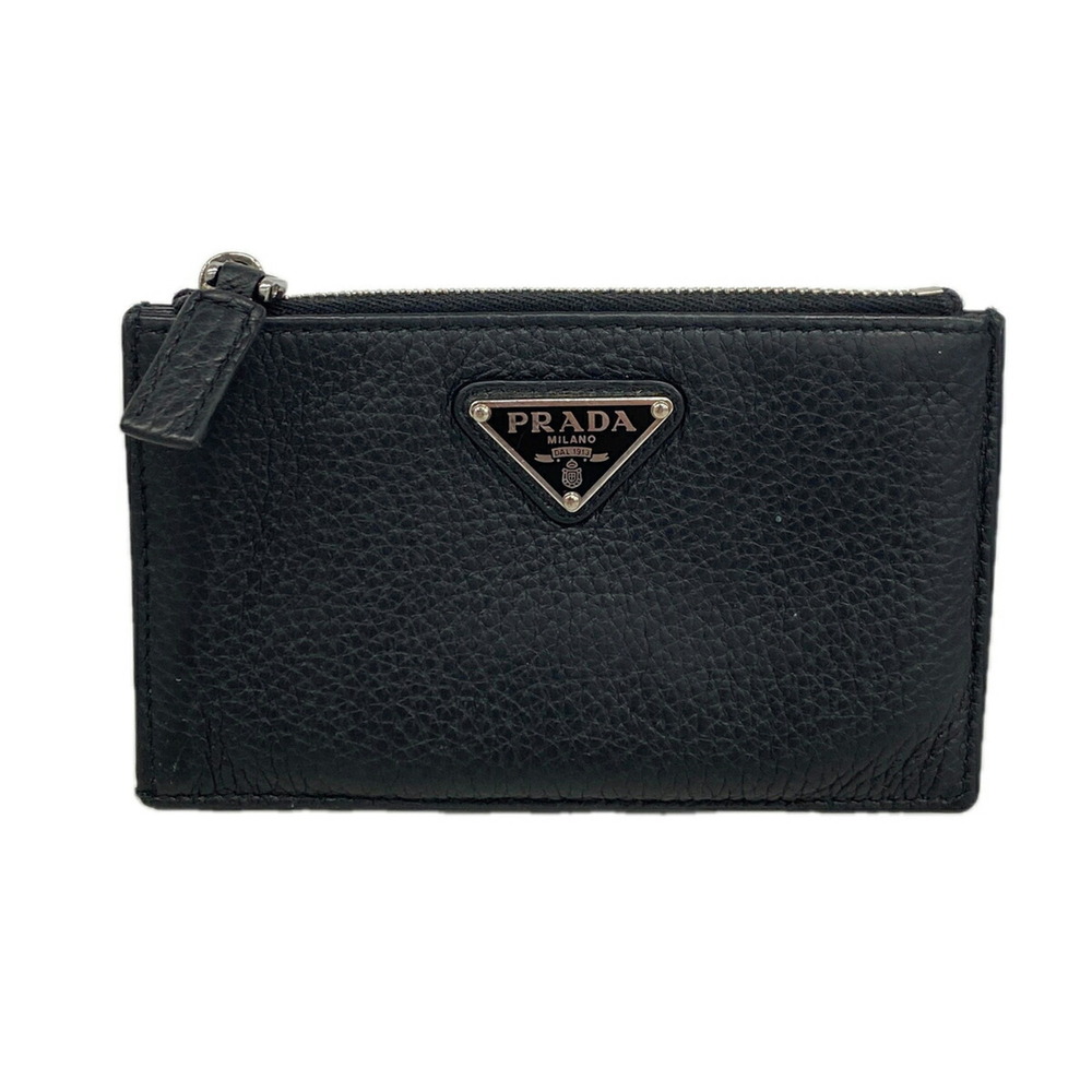 Prada Leather Wallet/Coin Case, Black, Men's/Women's